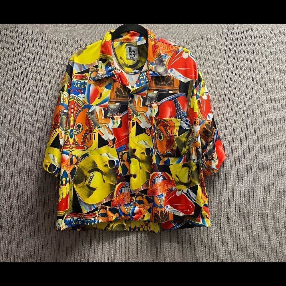 Bon HOMME button down shirt sleeve Golden oldies shirt/ extra large